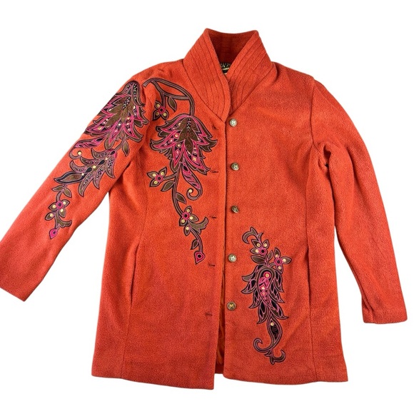 1990's Bob Mackie wearable Art Women's Embroidered Jacket Rust Color Size Small - Picture 2 of 16